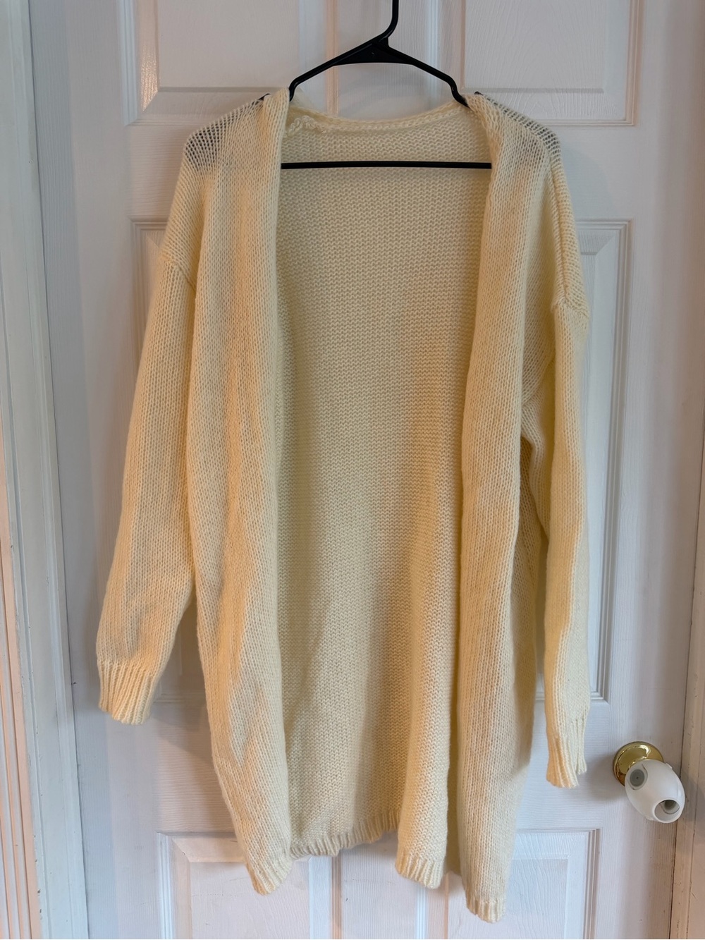 SHEIN Cream Open-Front Knit Cardigan